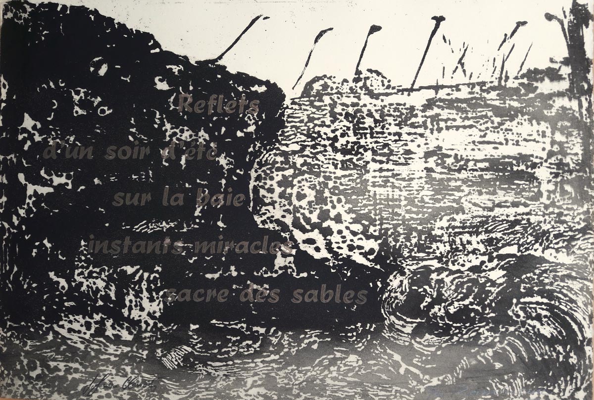 Estampe avec la Lettre - texte de Sylvestre Clancier, typographie de François Da Ros, eau-forte de Martine Rassineux 