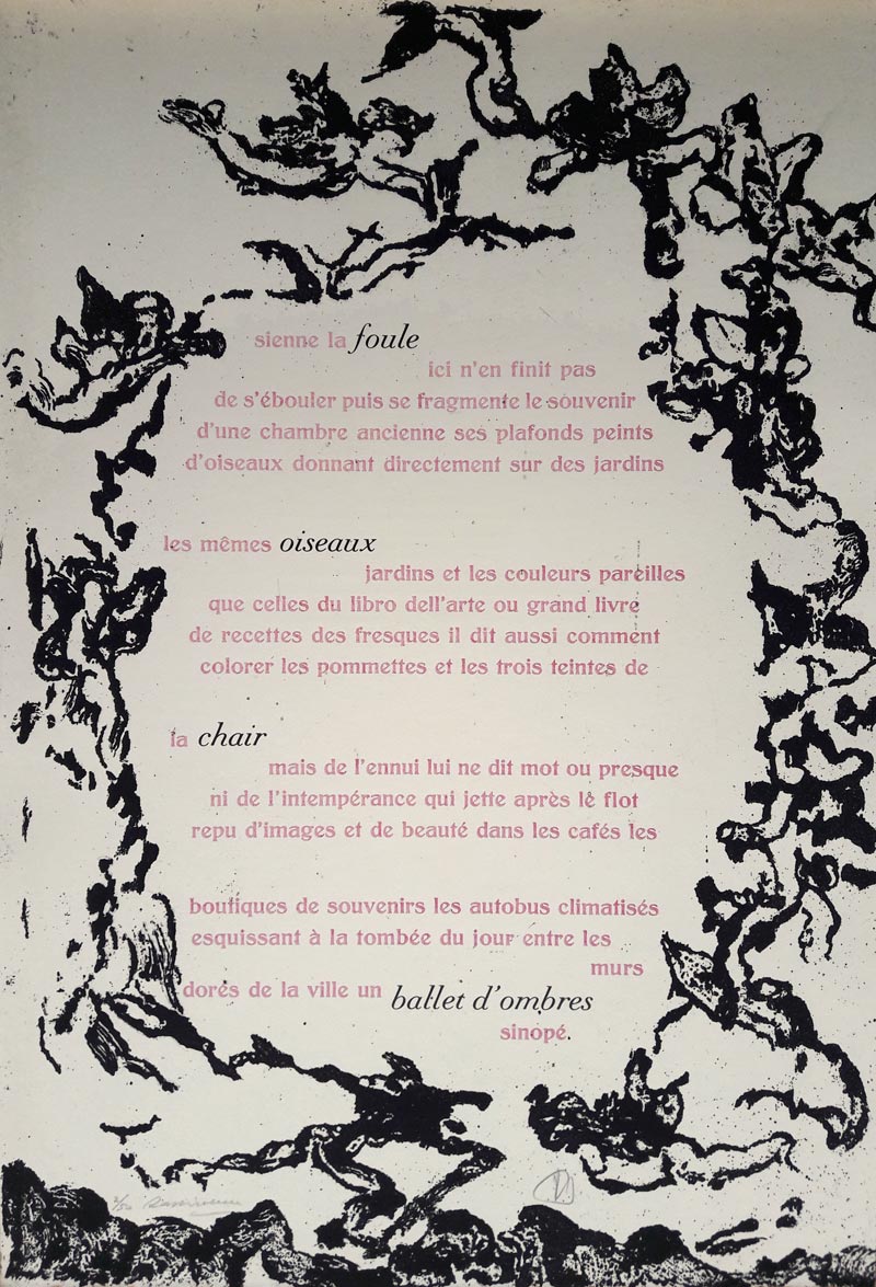 Texte de Jacques Darras, eau-forte de Martine Rassineux, typographie au plomb mobile de François Da Ros.