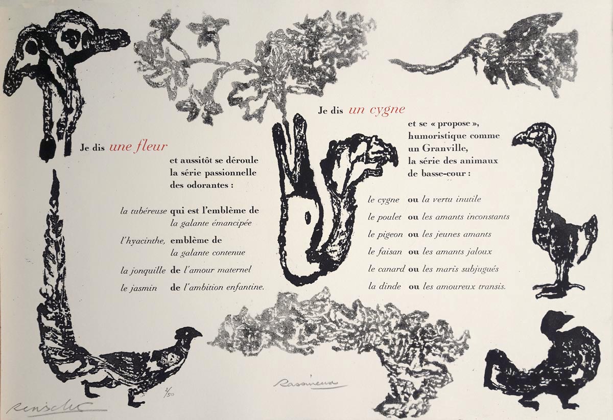 Estampe avec la Lettre - texte de Marie-Claire Bancquart, typographie de François Da Ros, eau-forte de Martine Rassineux 