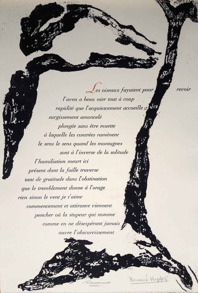 Texte de Jacques Darras, eau-forte de Martine Rassineux, typographie au plomb mobile de François Da Ros.