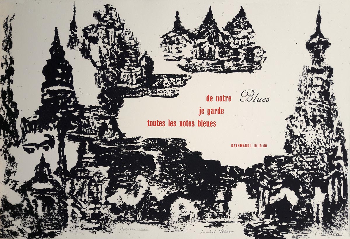 Texte de Jacques Darras, eau-forte de Martine Rassineux, typographie au plomb mobile de François Da Ros.