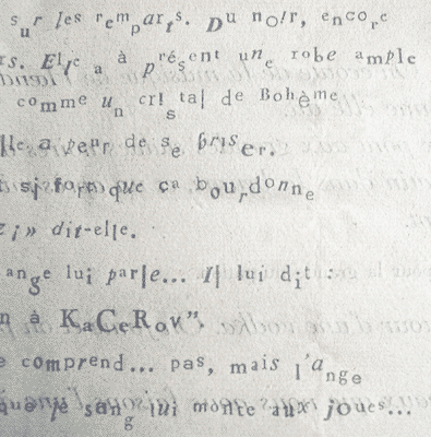 Kacerov, texte de Nathalie Grenier, typographie de François Da Ros, gravures de Nathalie Grenier et Martine Rassineux, Editions Anakatabase, 2003