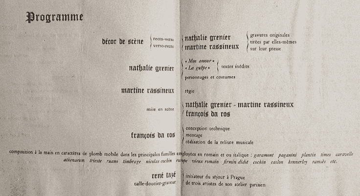 Kacerov, texte de Nathalie Grenier, typographie de François Da Ros, gravures de Nathalie Grenier et Martine Rassineux, Editions Anakatabase, 2003